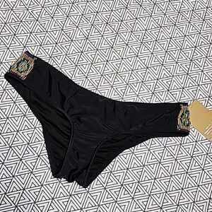 NWT Hobie XL Beaded Scrunch butt‎ hipster cheeky bikini bottoms black